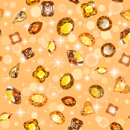 Illustration background seamless shiny gems of different cutsのイラスト素材