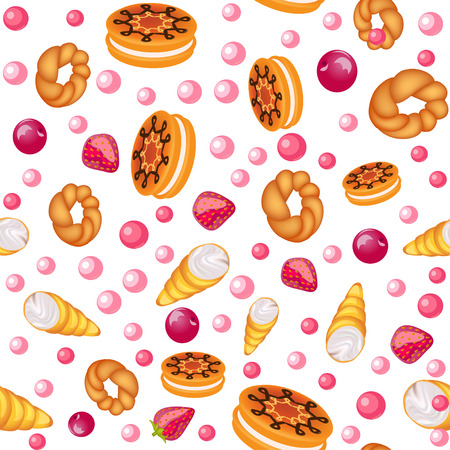 Illustration of a seamless background of fruit bakingのイラスト素材