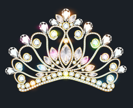 illustration crown tiara women with glittering precious stonesのイラスト素材