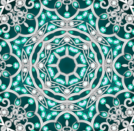 Geometric vintage ornamental background with precious stones.の写真素材