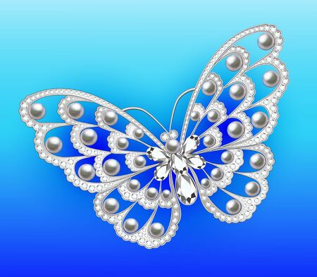 Jewelry butterfly in gems. Beautiful decoration.のイラスト素材