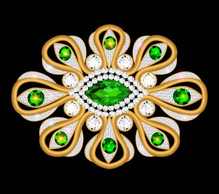 illustration brooch jewelry, design element.  Geometric vintage ornamental background.のイラスト素材