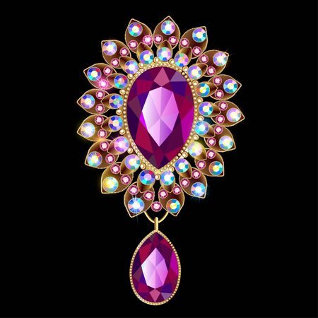 illustration brooch jewelry, design element.  Geometric vintage ornamental background.のイラスト素材