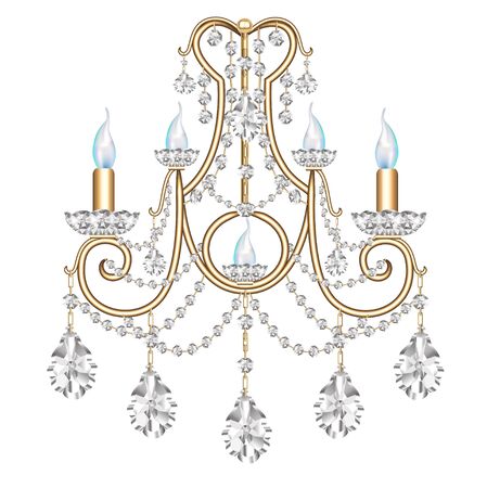 illustration lamp, sconce  vintage with crystal pendants on white backgroundのイラスト素材