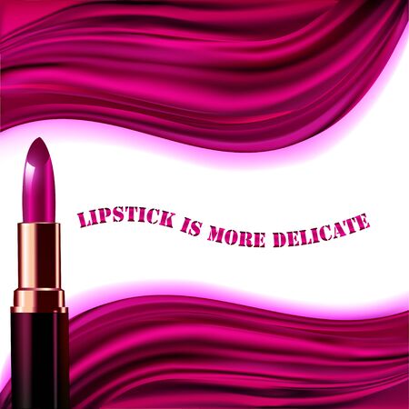 Illustration advertising poster Lipstick is more tender than silk.のイラスト素材