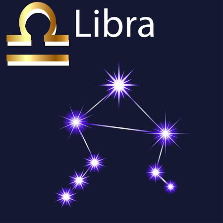 Illustration constellation Libra with stars in the night sky