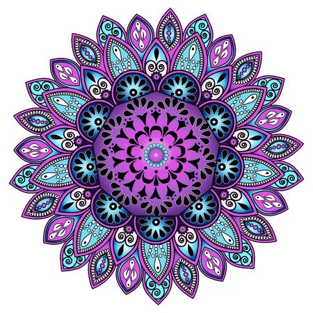 illustration mandala with colored ornaments for designのイラスト素材