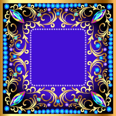 Illustration vintage background, elegant antiques, Victorian gold, floral ornament, baroque frame, beautiful invitation.のイラスト素材