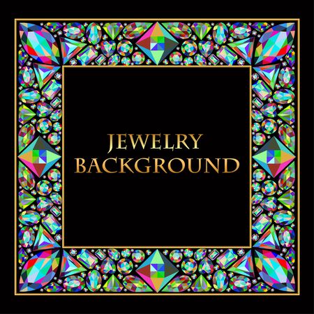 Illustration vintage background frame with precious stonesのイラスト素材