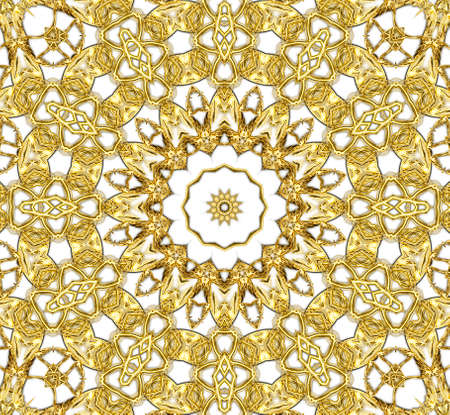 Illustration fractal jewelry golden lace background doily brooch