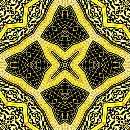 Illustration of a vintage background frame with a golden ornament of circular shape