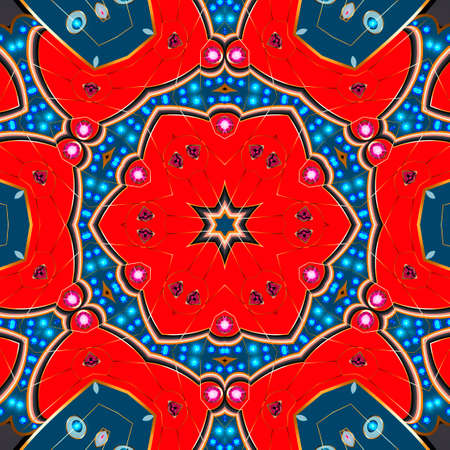 Mandala brooch jewelry, design element. Geometric vintage ornamental background.の写真素材