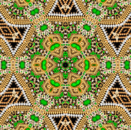 background with gold floral patterns and precious stones