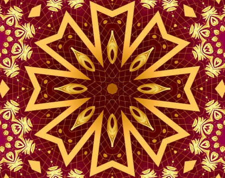 illustration frame background with gold vegetable pattern