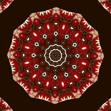 Mandala brooch jewelry, design element. Geometric vintage ornamental background.