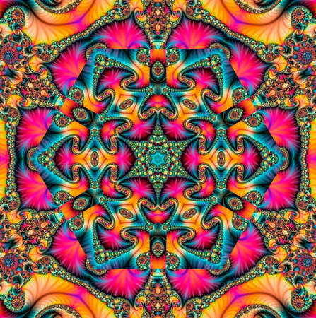 Colorful fractal floral pattern, digital artwork for creative graphic design