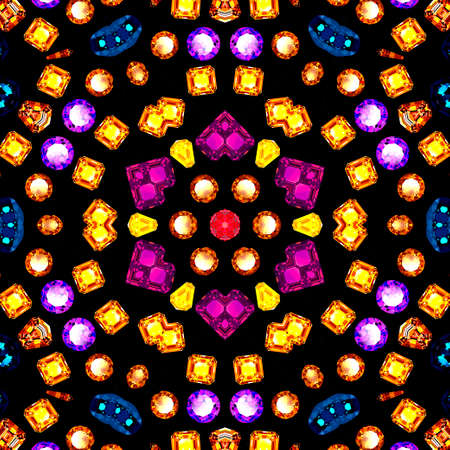 Illustration background seamless shiny gems of different cuts