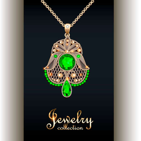 Illustration elegant pendant with precious stones and the inscription jewelry collectionのイラスト素材
