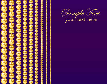 Illustration of jewelry vintage background frame with gold beadsのイラスト素材