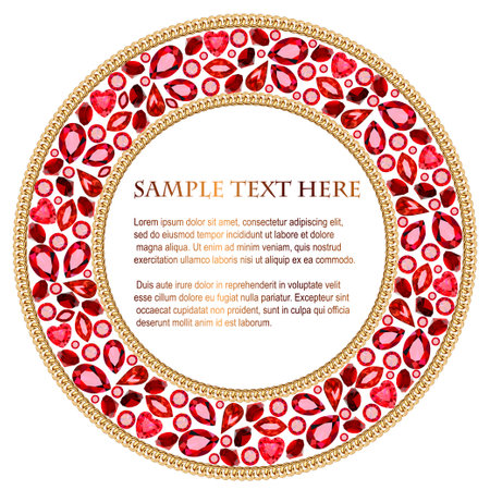 Illustration vintage frame background with precious stonesのイラスト素材