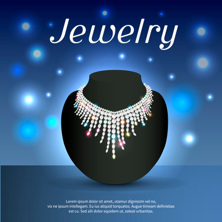 Illustration of a woman's necklace sparkling shiny beautiful weddingのイラスト素材