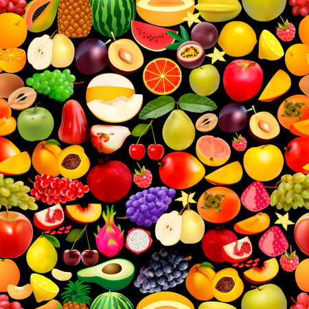 Illustration of seamless background with fruits and berries