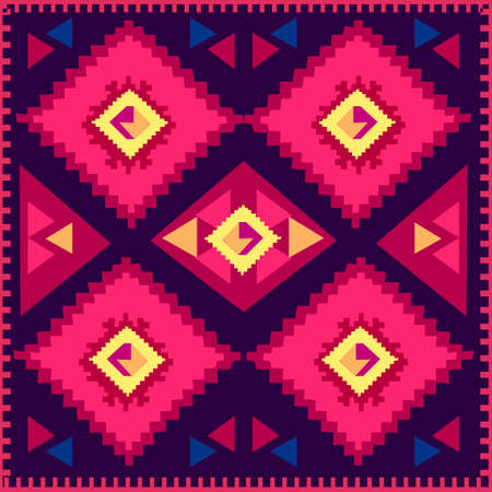 Illustration of bright carpet kilim with ethnic patternのイラスト素材