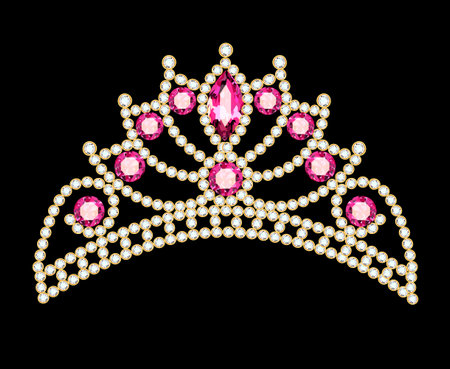 illustration women's gold diadem tiara with precious stonesのイラスト素材