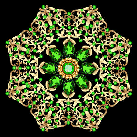 Mandala brooch jewelry, design element. Geometric vintage ornamのイラスト素材