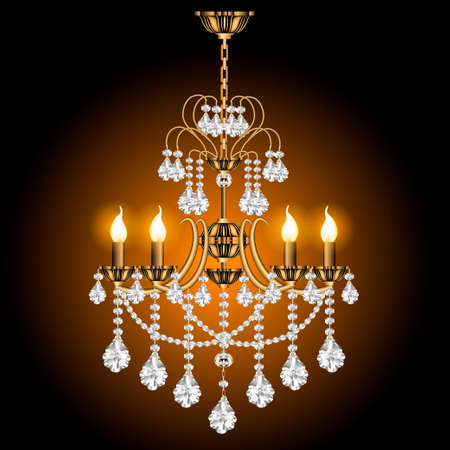 illustration of a crystal chandelier on a dark backgroundのイラスト素材
