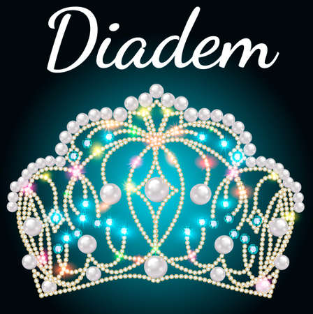 illustration of beautiful diadem, crown, tiara female with precious stonesのイラスト素材