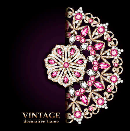 Vintage Floral style Brochure and Flyer Design Template. Creative art elements and ornament, page layouts, Gold, Black colors and artistic solutions for design and decorationのイラスト素材