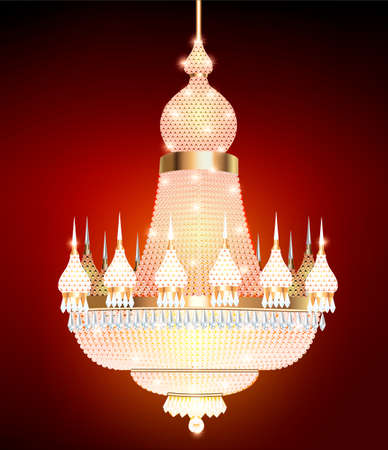 illustration of a crystal chandelier antique with pendantsのイラスト素材