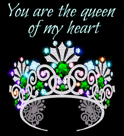Illustration you are the queen of my heart with golden shining crownのイラスト素材