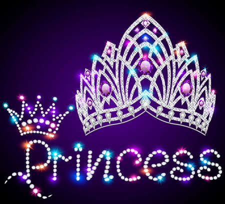 Illustration design with a shiny crown and the inscription Princessのイラスト素材