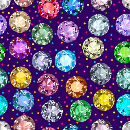 Illustration of seamless background with gems of different colorsのイラスト素材