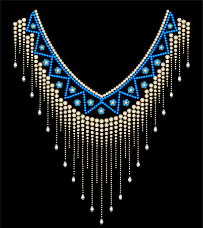 Illustration of collar neck decoration with rhinestones in the form of a necklaceのイラスト素材