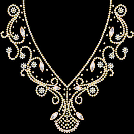 Illustration of collar neck decoration with rhinestones in the form of a necklaceのイラスト素材