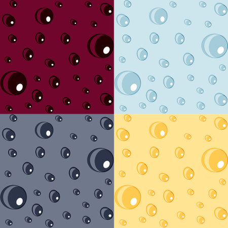 illustration set of seamless backgrounds from drops of different colorsのイラスト素材