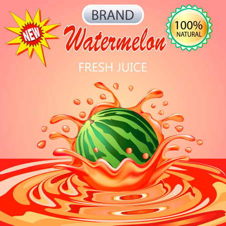 Illustration label splash of watermelon natural juiceのイラスト素材
