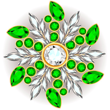 Mandala brooch jewelry, design element. Geometric vintage ornamental background.のイラスト素材