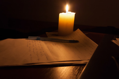 letter and candleの写真素材