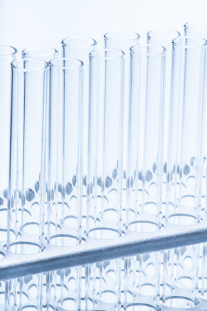 Set of empty test lab tubes on standの写真素材