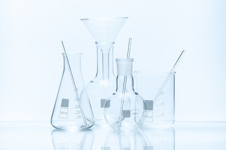 Set of laboratory glassware of different capacity and shapesの写真素材