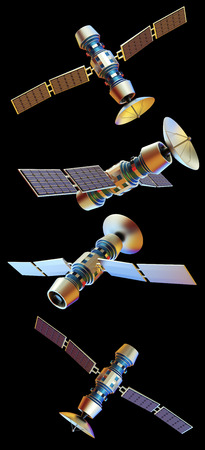 3D models of an artificial satellite (from different angles)の写真素材