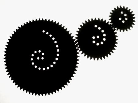 3 gear wheels isolated, with clipping pathの写真素材