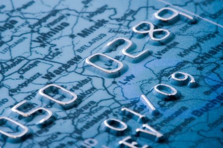 credit card detailed,  with map of europe as a backgorundの写真素材