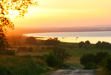 tranquil scene at the sunset. umbria, italy の写真素材