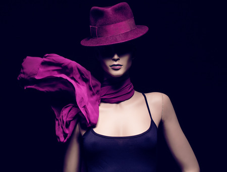 close-up portrait of female mannequin, motion shotの写真素材