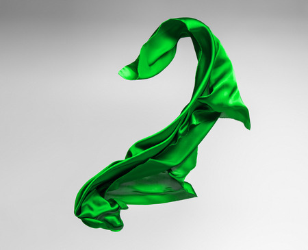 green flying fabric - art object, design elementの写真素材